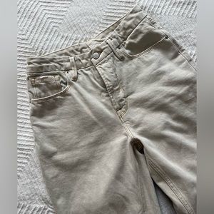 Good American Cream Straight Leg Jeans size 27